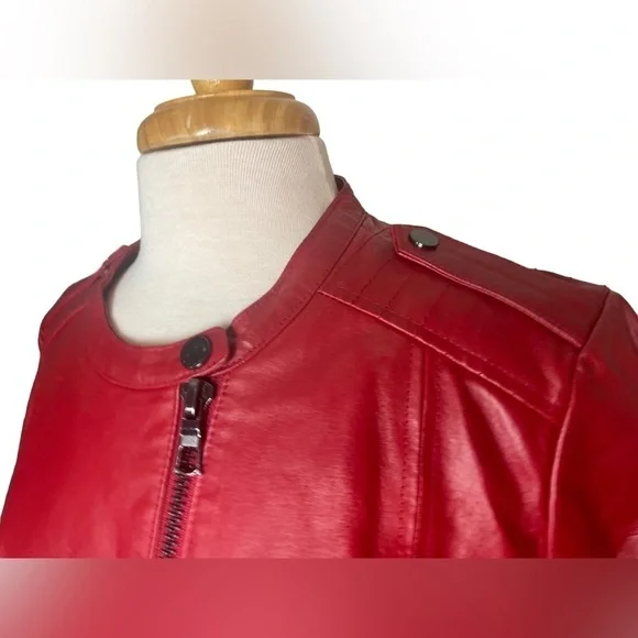 Twiggy London Red Leather Jacket - Picture 6 of 12